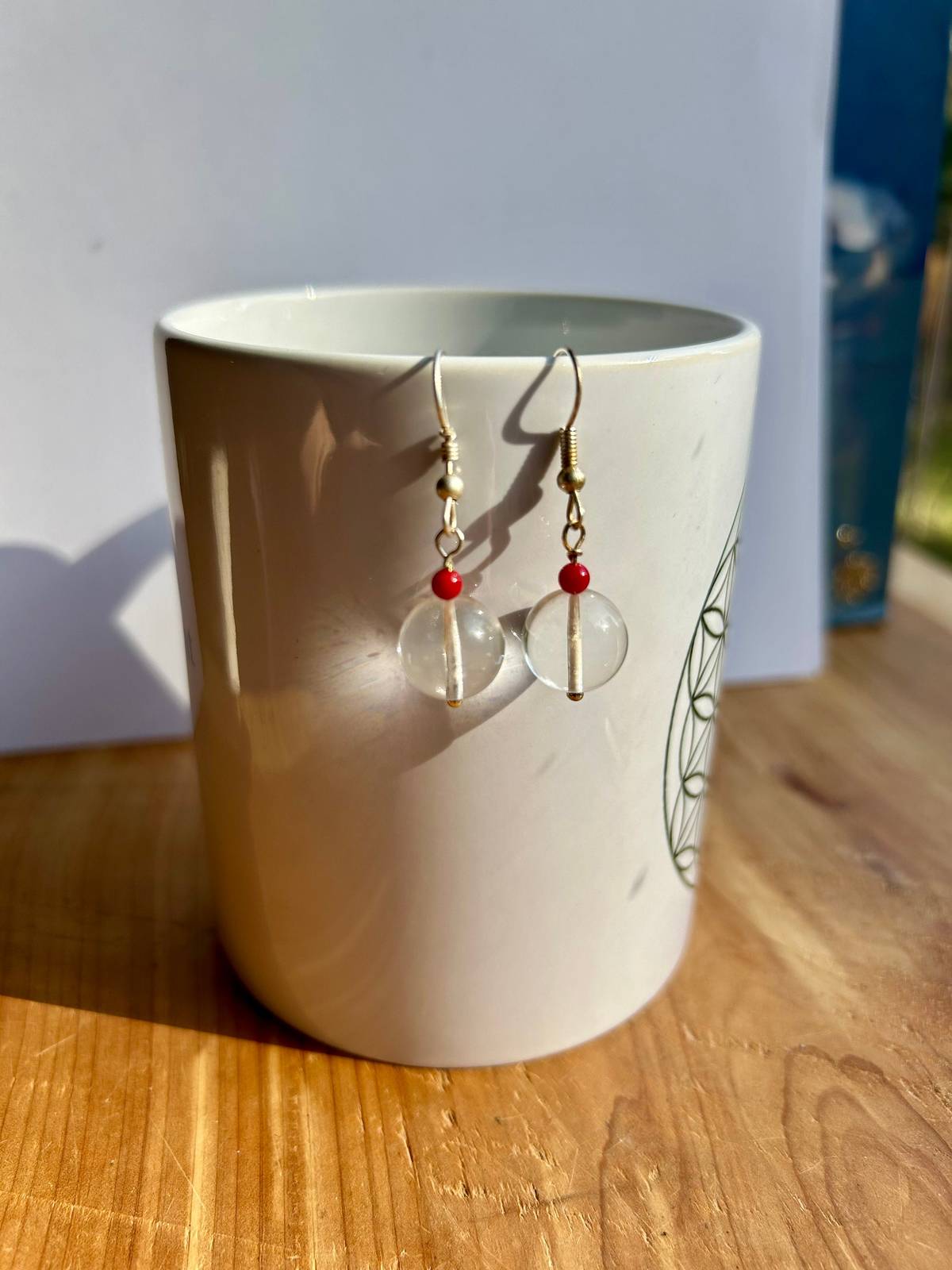 Gentle Red Jasper and Glass Earrings - $16.00
