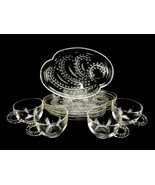 Federal Glass Snack Set, 4 Plates &amp; 4 Cups, Homestead Pattern, Original Box - £39.12 GBP