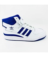 Adidas Originals Forum Mid White Royal Blue Mens Casual Sneakers - £58.97 GBP