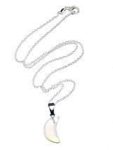 Opalite Necklace Gemstone Moon Pendant Healing Chakra Sea Stone Argenon Chain - $6.11