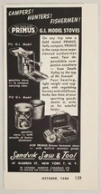 1954 Print Ad Primus G.I. Model Gas or Kerosene Stoves Sandvik Saw Tool New York - £6.71 GBP