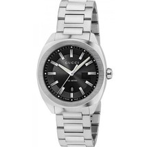 Gucci GG2570 Black Dial Stainless Steel Men&#39;s Watch YA142401 - £387.67 GBP