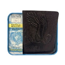 Sportsman Frontier Brown Genuine Leather Tri-Fold Eagle Embossed Wallet New - $13.98