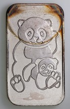 Panda Mother &amp; Cub Pandagram Singapur 1 OZ Plateado Barra Artístico - £59.27 GBP
