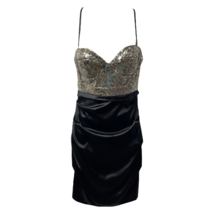 Angl Womens Sequined Bustier Cami Dress Black Silver Stretch Padded Bra ... - £52.00 GBP