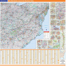 Proseries Wall Map: MID-ATLANTIC Coast &amp; The Ohio River Valley (R) - £212.87 GBP