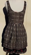 Free People Dress Sz 4 New Romantics Cotton Ikat Gray Stripe Tribal Laye... - £19.31 GBP