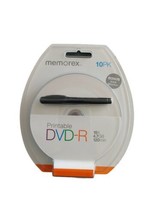 Memorex Printable DVD-R 10 Pack with DVD Marker 16X 4.7 GB 120 Min - New! - £7.59 GBP