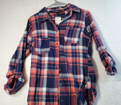 Derek Heart Button Up Shirt Womens Size Small Red Plaid Flannel 100% Cotton NWT - £14.34 GBP