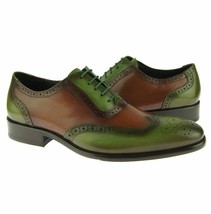 Prepossessing Full Brogue Wingtip Oxford Two Tone Pure Leather Laces Party Shoes - £119.46 GBP