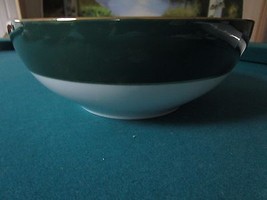 Zsolnay Hungary Round Bowl GREEN/WHITE With Gold Accent 1960s 9&quot; Diam [Zs] - £75.17 GBP