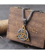 Viking Odin Trinity Pendant Necklace Stainless Steel Vintage Gold Amulet... - £17.34 GBP