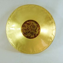 Bowl Glass Decorative Tabletop Centerpiece Gold Foil Large Deep 13.25&quot; - £31.18 GBP