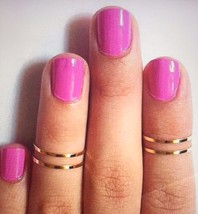 2pc Hot New Punk Polished Brass Gold color Rings Midi Tip Finger Joints Size 4 - £7.58 GBP
