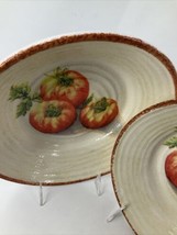 Williams Sonoma Jardin Potager Red Tomatoes Pattern 9.75&quot; Pasta Bowl Italy Set/2 - £101.19 GBP