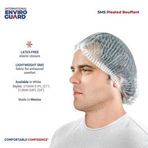 White SMS Pleated Bouffant Cap, 21 inch 1,000 PK Head Covers 210NW-21PL - £62.31 GBP