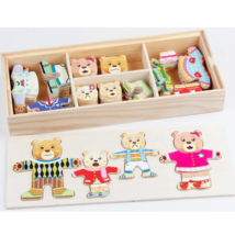Wooden Bear &amp; Rabbit Family Puzzle - Creative Dress-Up Game for Kids Aged 3-6 - £23.69 GBP