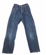 Vintage OshKosh Girls Stretch Waist Jeans Size 5 Slim Blue Red Green Lines - £11.97 GBP