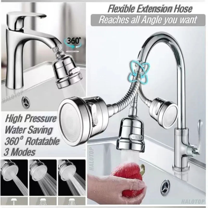 House Home New 3 Modes 360 Degree Swivel Kitchen Faucet Aerator Sink Mixer Tap S - £19.98 GBP