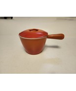 Vintage Le Creuset Enameled cast iron fondue pot w lid Orange Flame LN16 - $50.76 CAD
