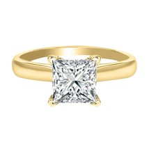 3CT Princess Moissanite Solitaire Engagement Anniversary Ring Gold Plated Silver - $82.88