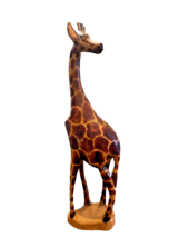 Giraffe Hand Carved Wooden Statue Made in Kenya 12.5 In Tall Safari Safari Decor - £15.99 GBP