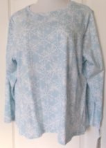 Sleep sense Snowflake printlong sleeve Sleep Shirt/Sleep top Size Petite... - $13.81