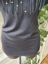 Ruby Rd. Black Fringe Polyester Round Neck Short Sleeve Top Blouse Size Medium - £19.98 GBP