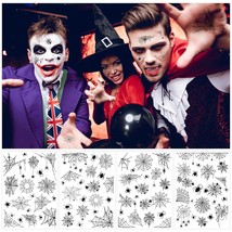 75 Pieces Halloween Face Temporary Tattoos Stickers for Adults Kids Spiderweb Bo - $18.37