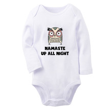 Namaste Up All Night Funny Baby Bodysuit Newborn Romper Infant Kid Long Jumpsuit - £8.78 GBP