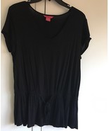 SUNNY LEIGH Black V Neck Tunic Top Sz. M - Great Top CAREER or Casual - £15.97 GBP