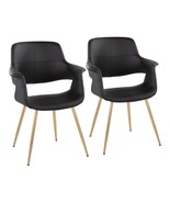 Glam Art Deco Chairs - Gold Metal &amp; Black Leather (Set of 2) - $381.99