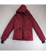Rampage Merlot Puffer Coat Women&#39;s M Hooded Full Zip Pockets Thumb Holes... - $661.50 MXN