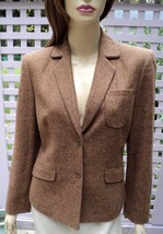 EMANUEL UNGARO Flecked Caramel Brown Tweed Wool/Silk Dress Jacket (6) NEW - £54.75 GBP