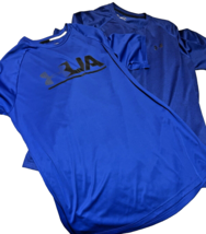 Under Armour 2 Shirts Blue Mens Size Large/XL Short Sleece Heat Gear Loose Fit - £9.08 GBP