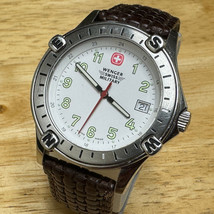 Wenger Swiss Military Quartz Watch Men Silver rotating Bezel Date New Battery - £44.58 GBP