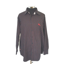 Roca Wear Shirt Men&#39;s Size 2XL Black/ Red Long Sleeved Button Front Cotton - £13.09 GBP