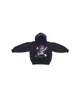 Boys Medium Long Sleeve Black Pirate Skull Head Graphic Hoodie Pullover - £1.55 GBP