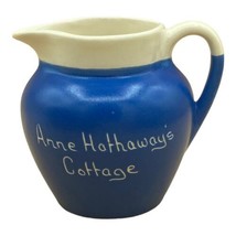 Vintage Anne Hathaway’s Cottage Pitcher Creamer Blue Devon Pottery England - $17.81