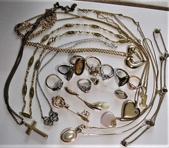 20 Pcs AVON Rings Necklaces Signed Old Avon Pendants Locket - $185.00