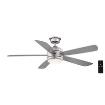 Hampton Bay Averly 52 in. Integrated LED Brushed Nickel Ceiling Fan with Light - £86.76 GBP