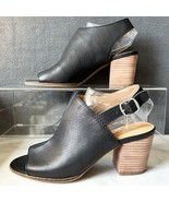 Lucky Brand Obelia Sandal Black Leather Slingback Block Heel - Women&#39;s S... - $42.70