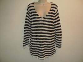 NEW Dana Buchman Size XL Sweater Pullover, Black &amp; White Striped Tape Yarn - £23.24 GBP