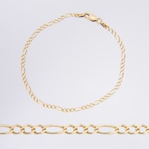 14K Yellow Gold Figaro Chain Bracelet  8&quot; Long Designer  ZRW Italy Estate - £186.66 GBP