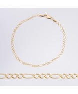 14K Yellow Gold Figaro Chain Bracelet  8&quot; Long Designer  ZRW Italy Estate - £185.38 GBP