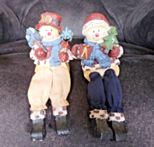 Vintage Christmas Holiday 2 Dangle Legs Snowmen Figurines - £2.95 GBP