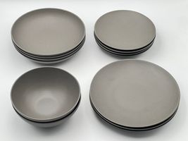 Crate &amp; Barrel Craft Charcoal Coupe Dinner / Salad Plate, Low Bowl, Cere... - £8.56 GBP+