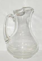 Lg Vintage Clear Glass Pitcher Monogrammed Ice Lip Pitcher with Calligra... - £31.17 GBP