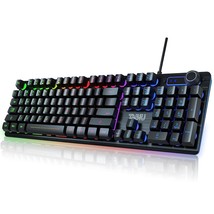 105-Key Gaming Keyboard, Wired Membrane Keyboard, Rainbow Led Backlit Keyboard,  - £59.50 GBP