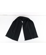 Vtg 60s 70s Streetwear Blank Knit Fringed Neck Head Scarf Black Acrylic ... - $47.16 CAD